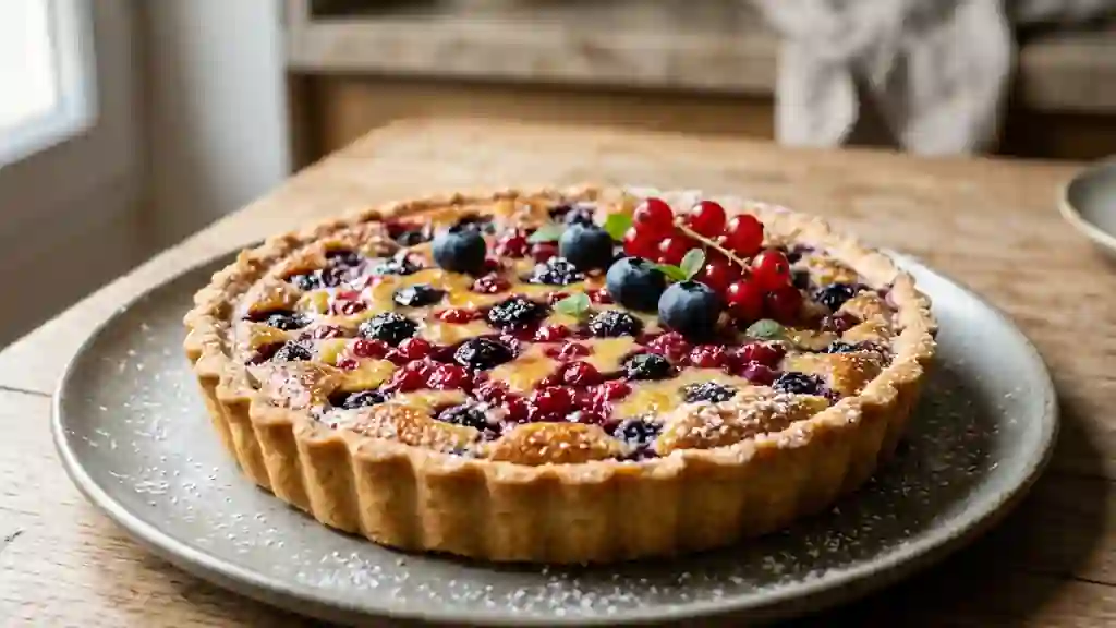Tarte acidulée myrtilles et groseilles - Photo de présentation