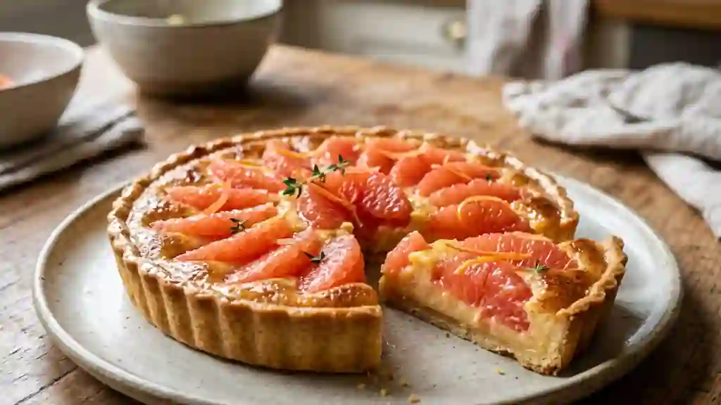 Tarte fondante au pamplemousse rose - Photo de présentation