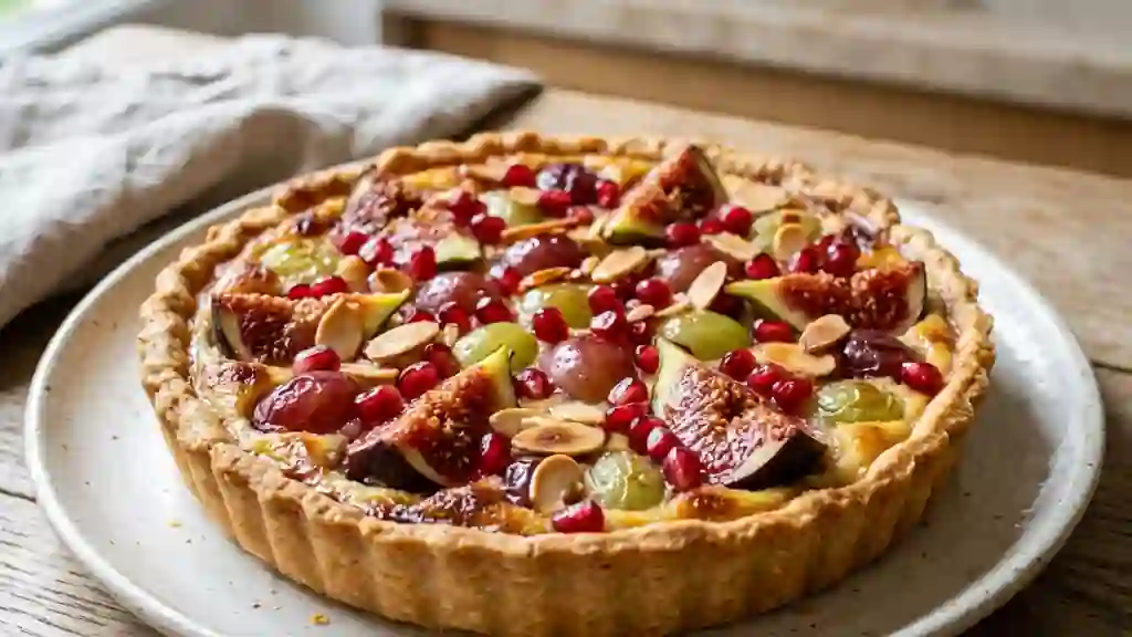 Tarte d'automne aux figues et éclats de grenade - Photo de présentation