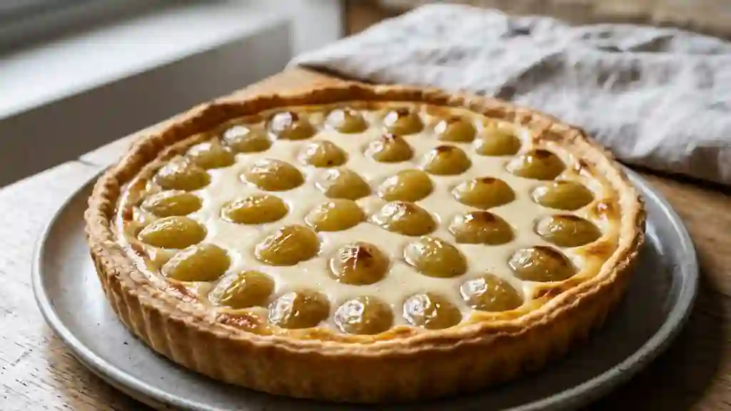 Tarte crémeuse au raisin blanc et petit-suisse - Photo de présentation