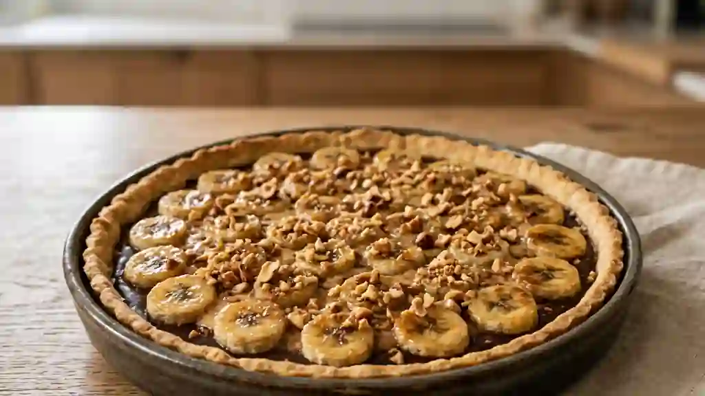 Tarte banane chocolat et pralin croustillant - Photo de présentation