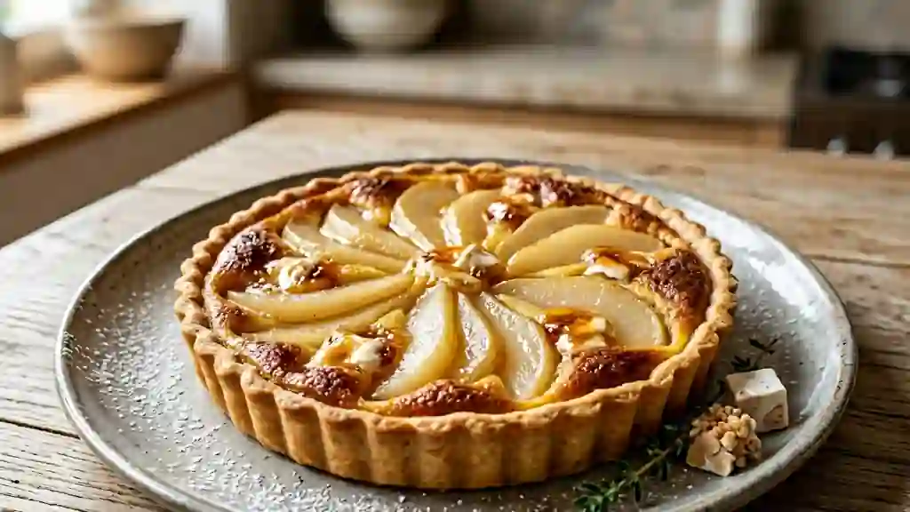 Tarte Fondante Poire et Nougat Craquant - Photo de présentation
