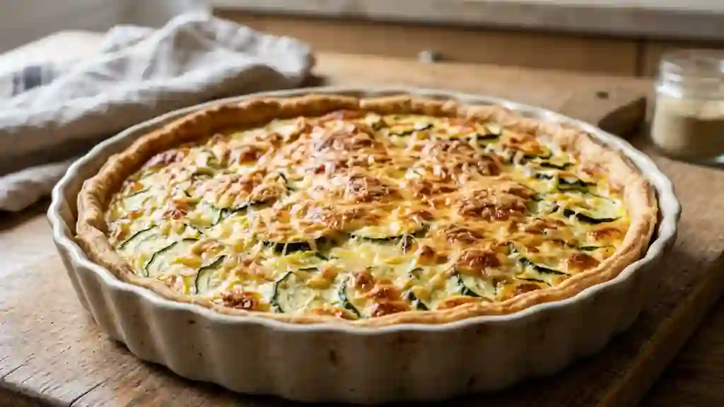 Tarte fondante aux courgettes et fromage - Photo de présentation