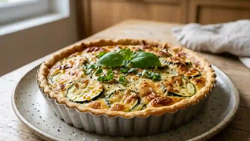 Tarte fondante courgettes et basilic frais - Photo de présentation