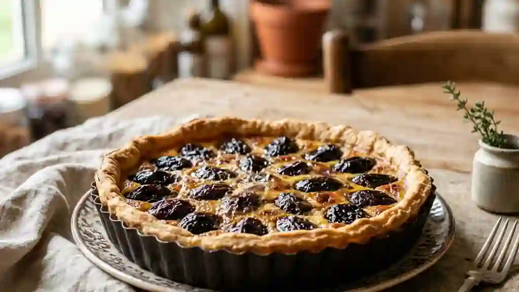 Tarte aux pruneaux fondante et vanillée - Photo de présentation