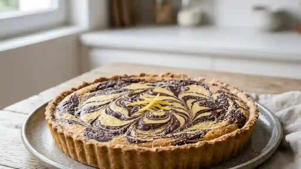 Tarte marbrée fondante citron-cacao - Photo de présentation