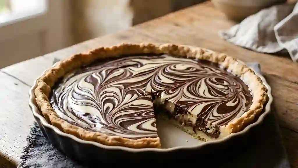 Tarte marbrée fondante aux deux chocolats - Photo de présentation