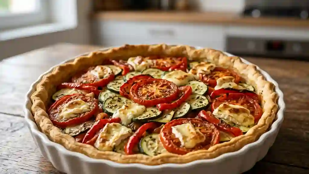Tarte ensoleillée aux légumes et chèvre frais - Photo de présentation