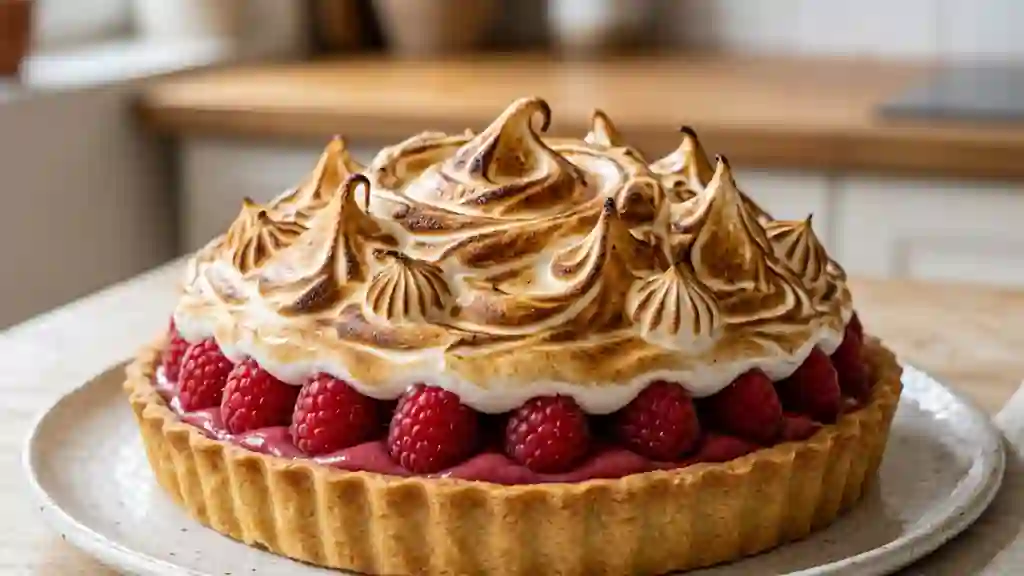 Tarte framboise et nuage de meringue - Photo de présentation