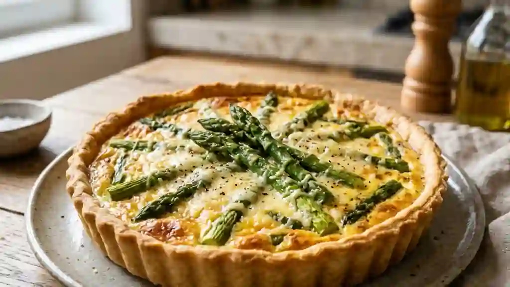 Tarte fondante aux asperges et parmesan - Photo de présentation