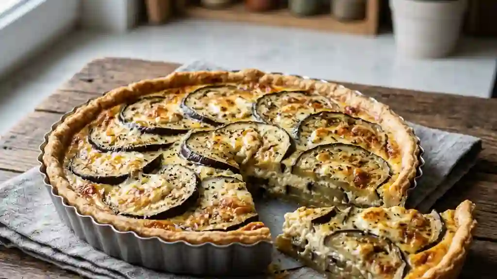 Tarte fondante aux aubergines et chèvre - Photo de présentation