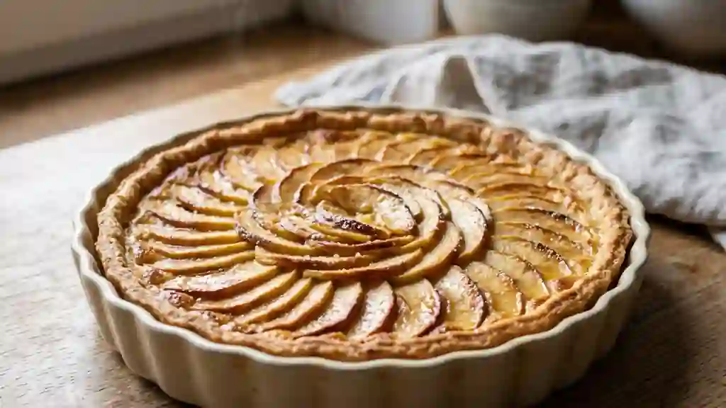 Tarte aux pommes fondante à la crème - Photo de présentation