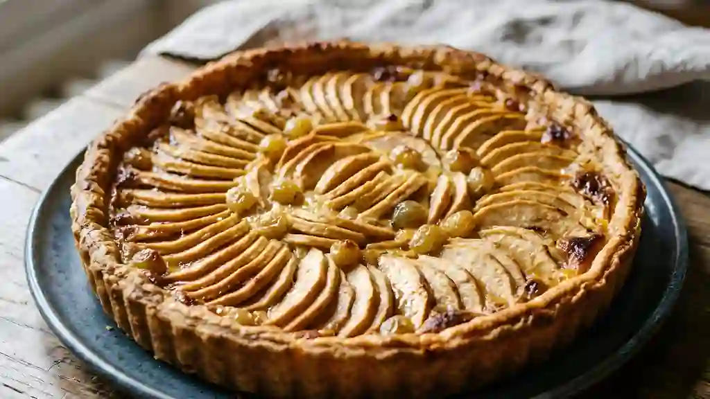 Tarte normande fondante pommes et raisins - Photo de présentation