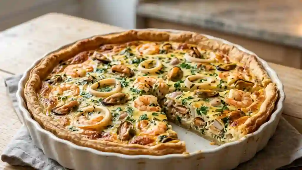 Tarte océane croustillante aux fruits de mer - Photo de présentation