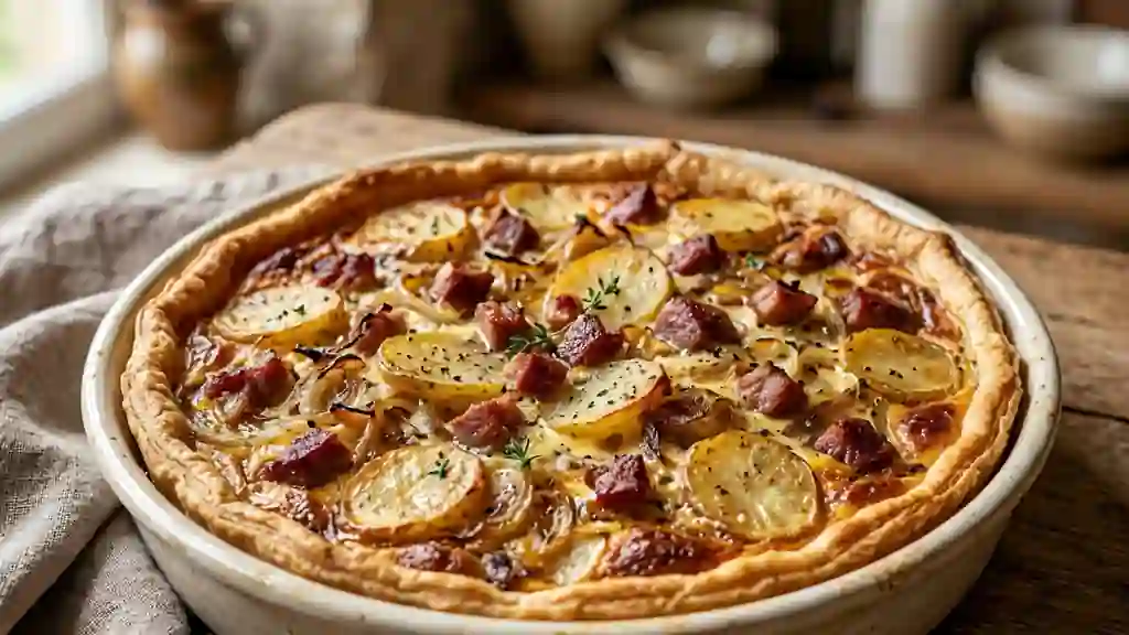 Tarte rustique au magret de canard fondant - Photo de présentation