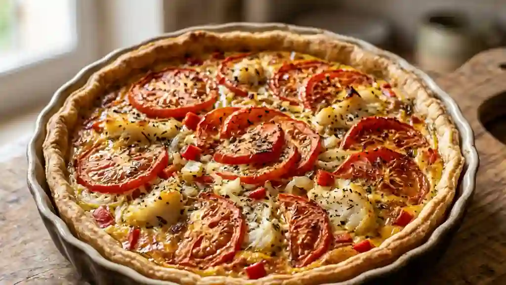 Tarte provençale à la morue et poivrons fondants - Photo de présentation