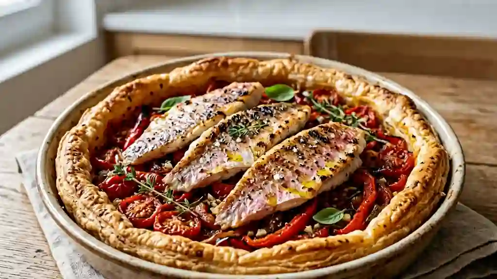 Feuilleté craquant au rouget et poivrons grillés - Photo de présentation