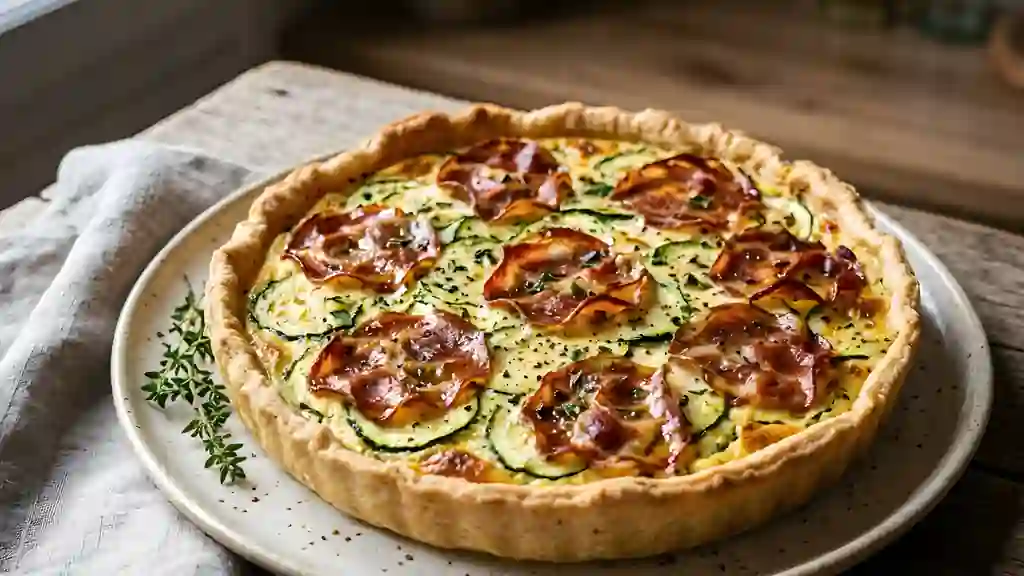 Tarte ricotta, courgettes et coppa croustillante - Photo de présentation