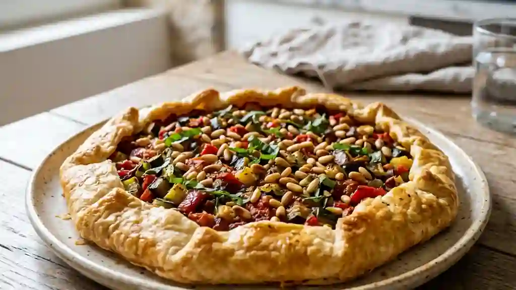 Tarte rustique ratatouille et pignons croquants - Photo de présentation