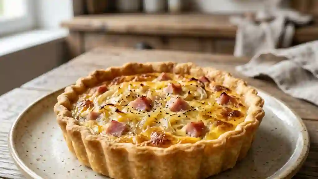 Tarte fondante aux oignons ambrés et jambon - Photo de présentation