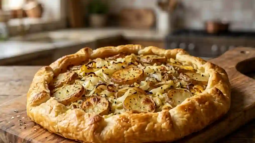 Tarte rustique chou et pommes de terre fondantes - Photo de présentation