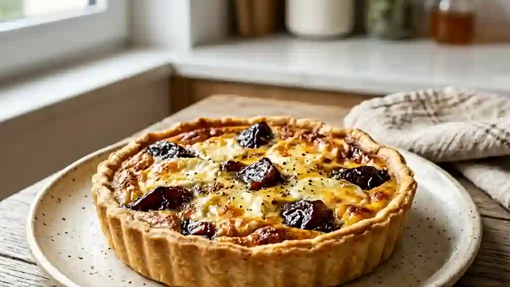 Tarte fondante chèvre et pruneaux au miel - Photo de présentation