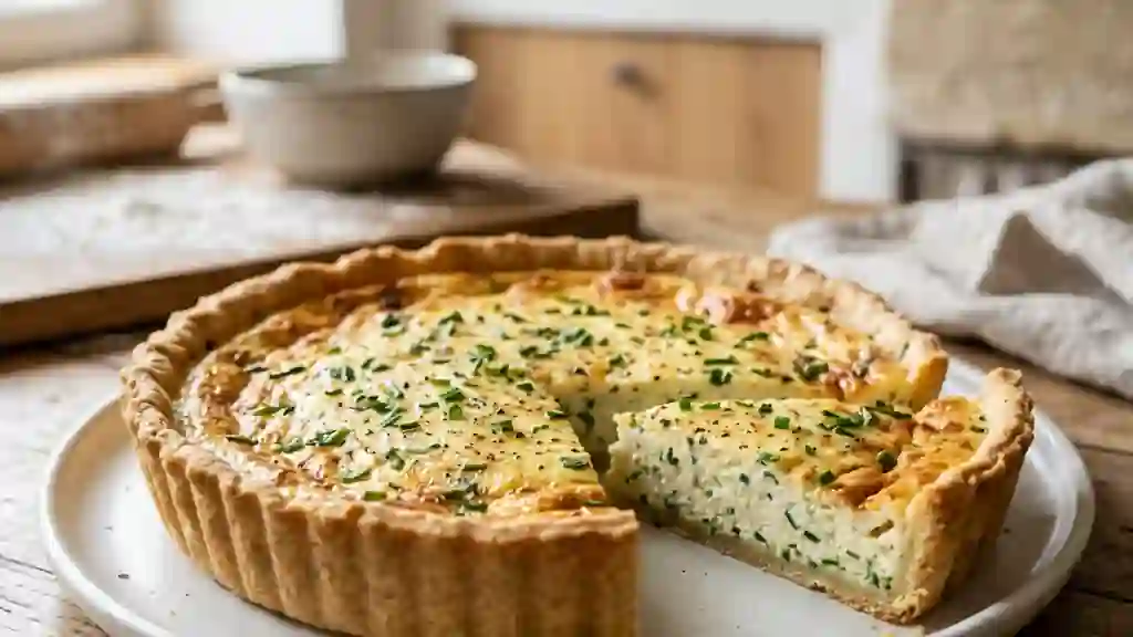 Tarte onctueuse au fromage blanc et ciboulette - Photo de présentation