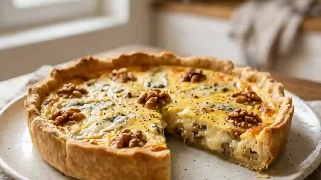 Tarte fondante Fourme d'Ambert et Noix - Photo de présentation