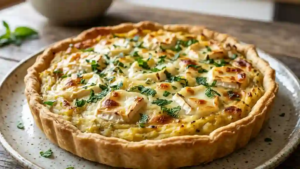 Tarte fondante chèvre, purée et menthe fraîche - Photo de présentation