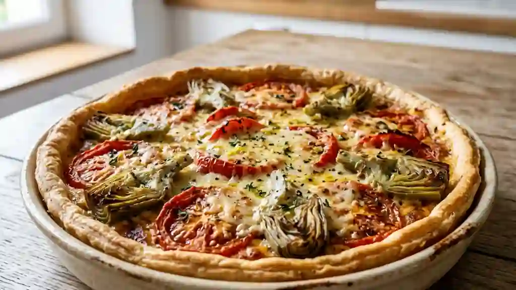 Tarte Tomate, Artichaut et Gingembre Frais - Photo de présentation