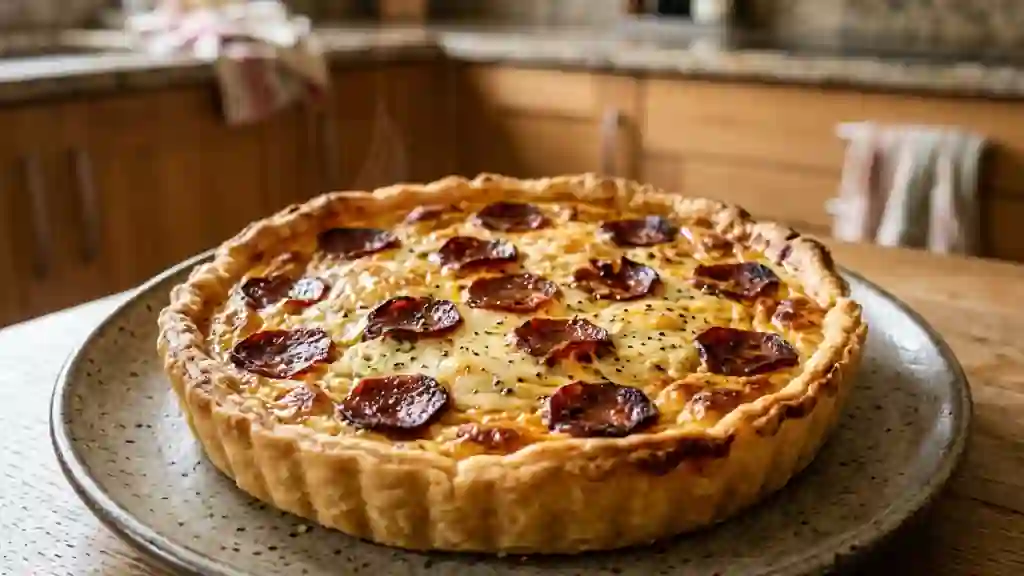 Tarte fondante au Boursin et chorizo piquant - Photo de présentation