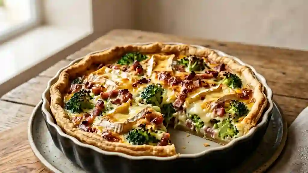 Tarte au camembert coulant, brocoli et bacon - Photo de présentation