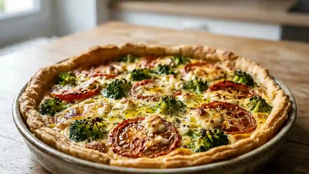Tarte fondante chèvre, brocoli et tomate - Photo de présentation