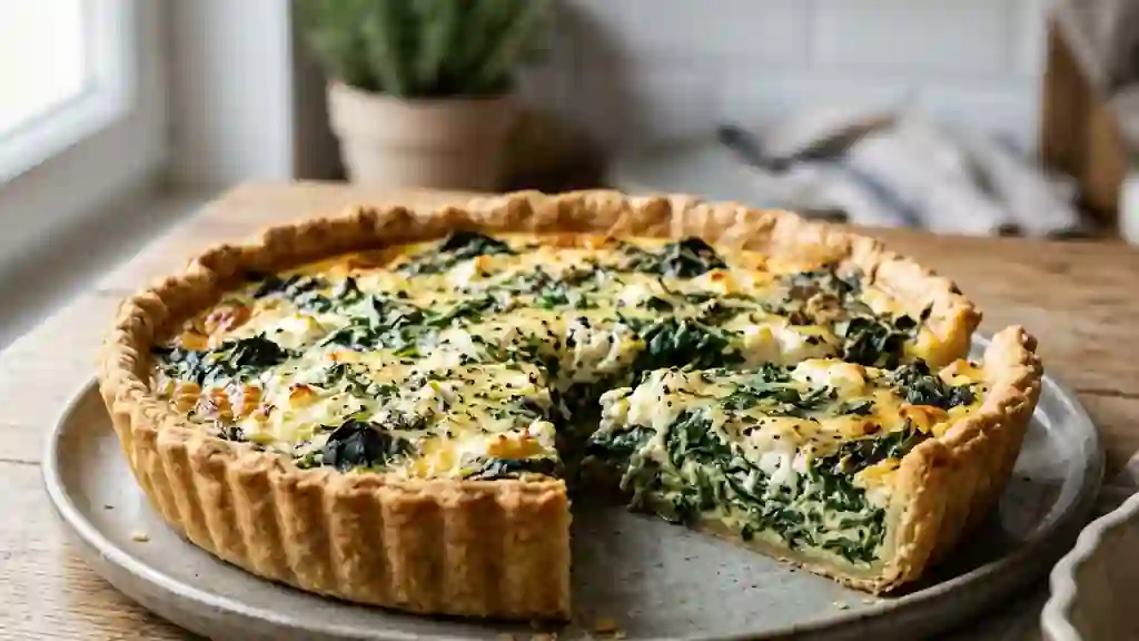 Tarte fondante chèvre et épinards frais - Photo de présentation