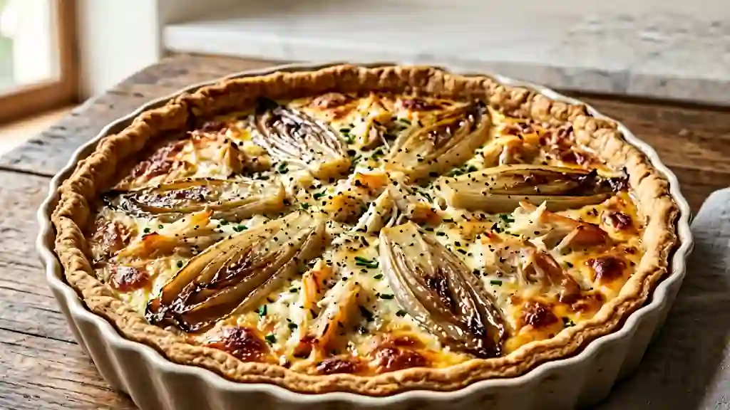 Tarte fondante crabe et endives caramélisées - Photo de présentation