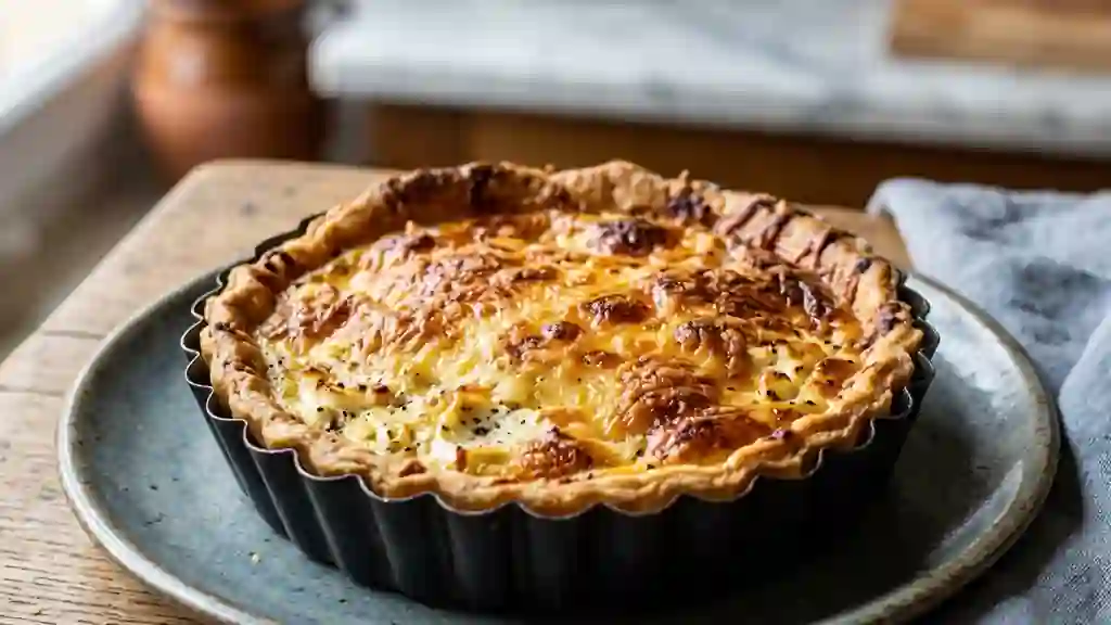 Tarte fondante au chèvre et gruyère gratiné - Photo de présentation