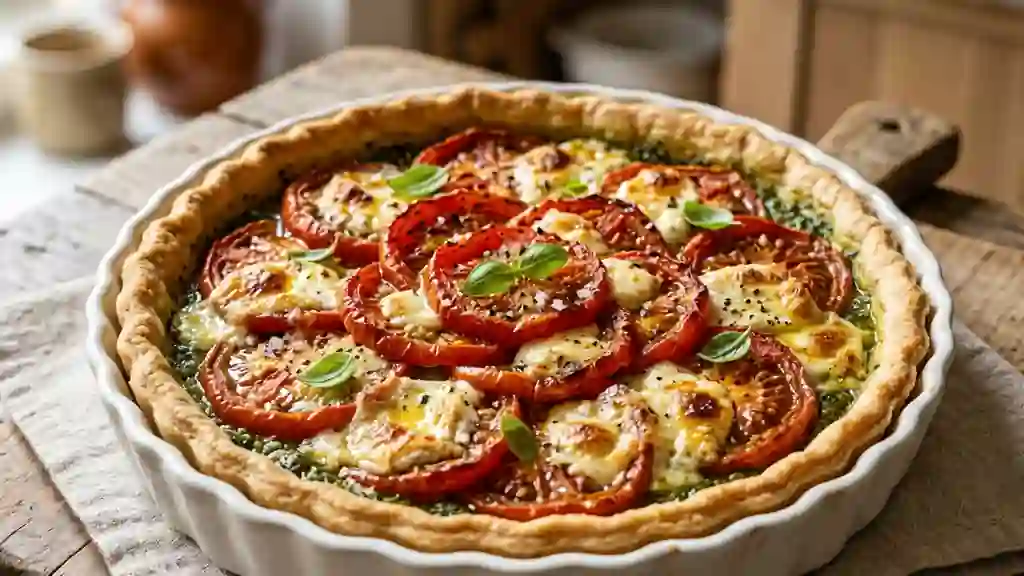 Tarte Pistou, Tomates et Rocamadour Fondant - Photo de présentation