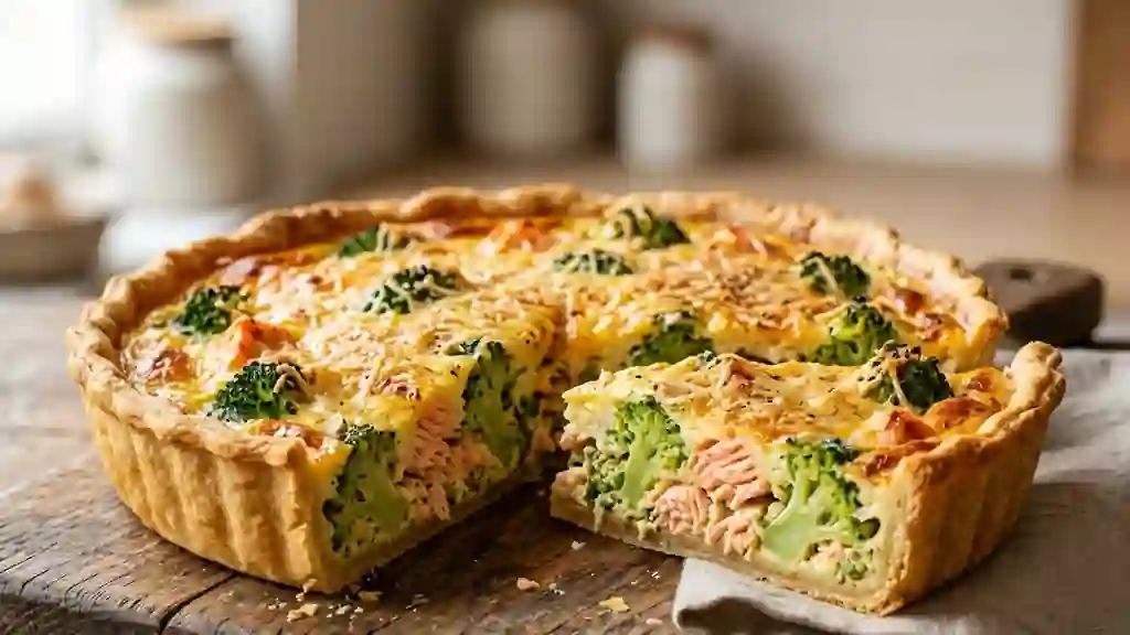 Tarte saumon brocoli au crémeux muscadé - Photo de présentation