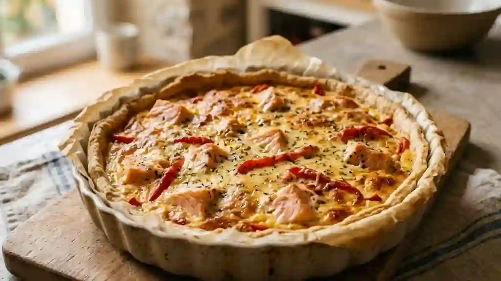 Tarte fondante saumon et poivrons grillés - Photo de présentation