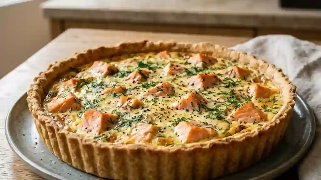 Tarte fondante au saumon et aneth frais - Photo de présentation