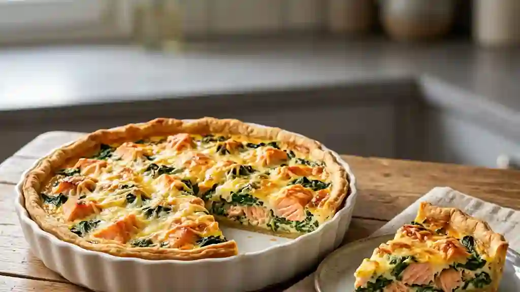 Tarte saumon épinards au fromage gratiné - Photo de présentation