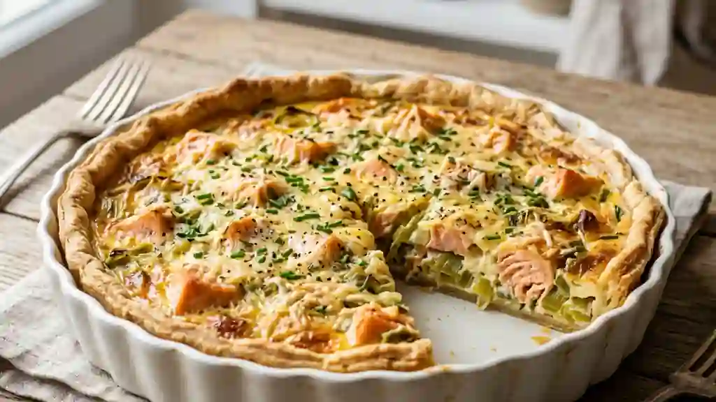 Tarte saumon et poireaux fondants - Photo de présentation