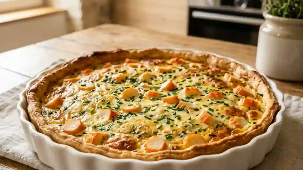 Tarte fondante au surimi et ciboulette - Photo de présentation