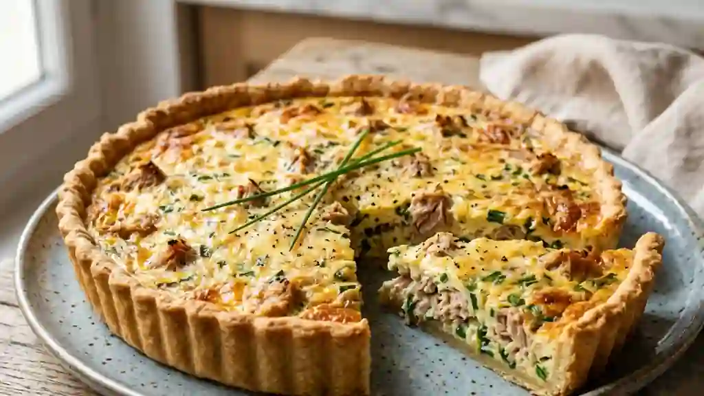 Tarte thon ciboulette fondante et dorée - Photo de présentation