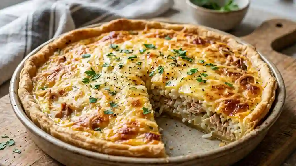 Tarte thon-riz onctueuse et gratinée - Photo de présentation