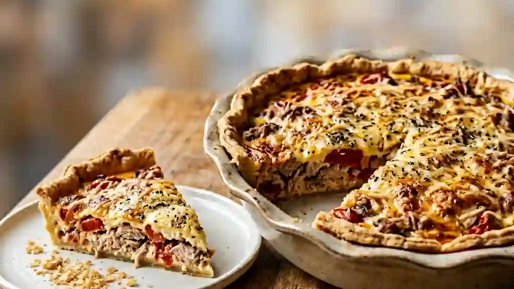 Tarte thon tomate fondante et gratinée - Photo de présentation