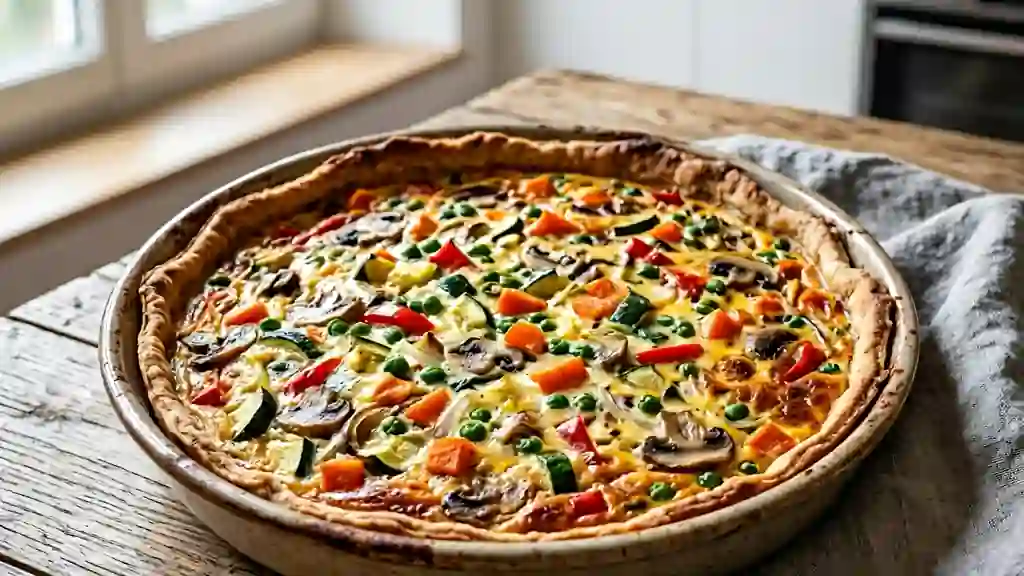 Tarte fondante aux 5 légumes et champignons - Photo de présentation