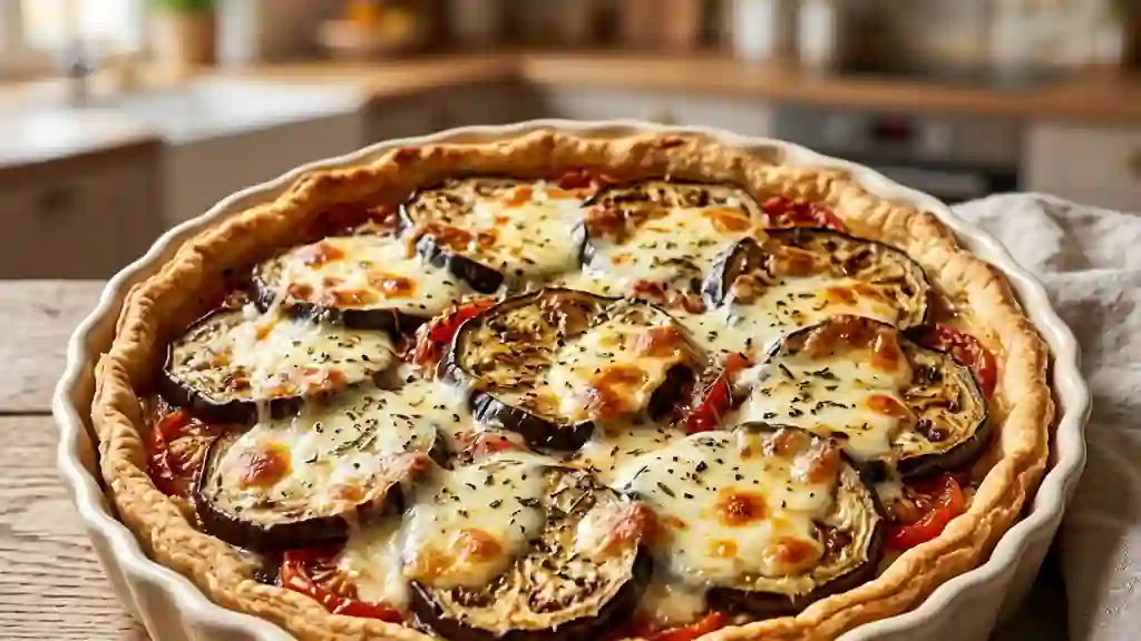 Tarte fondante aubergine et mozzarella - Photo de présentation