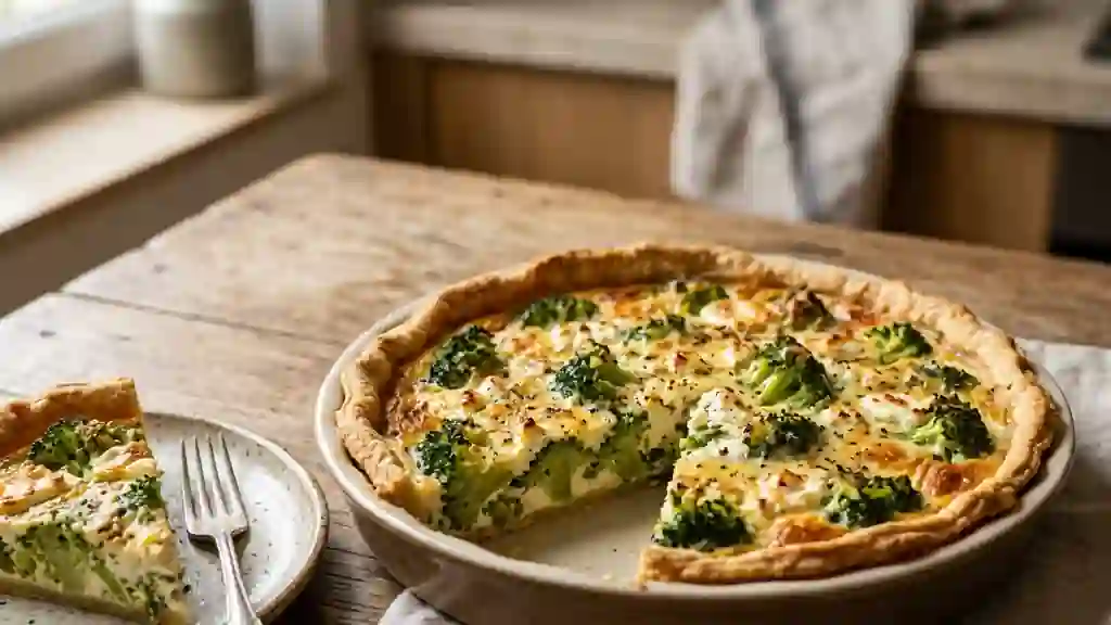 Tarte fondante brocoli et chèvre frais - Photo de présentation