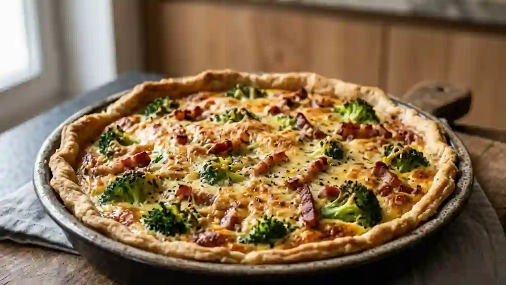 Tarte fondante brocolis et lardons fumés - Photo de présentation